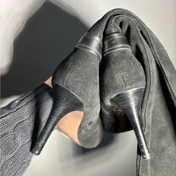 Coach Milly Black Suede Tall Heeled Boots Womens Size 11 - Picture 5 of 7